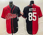 Men's San Francisco 49ers #85 George Kittle Red Black Two Tone Cool Base Stitched Baseball Jersey,baseball caps,new era cap wholesale,wholesale hats